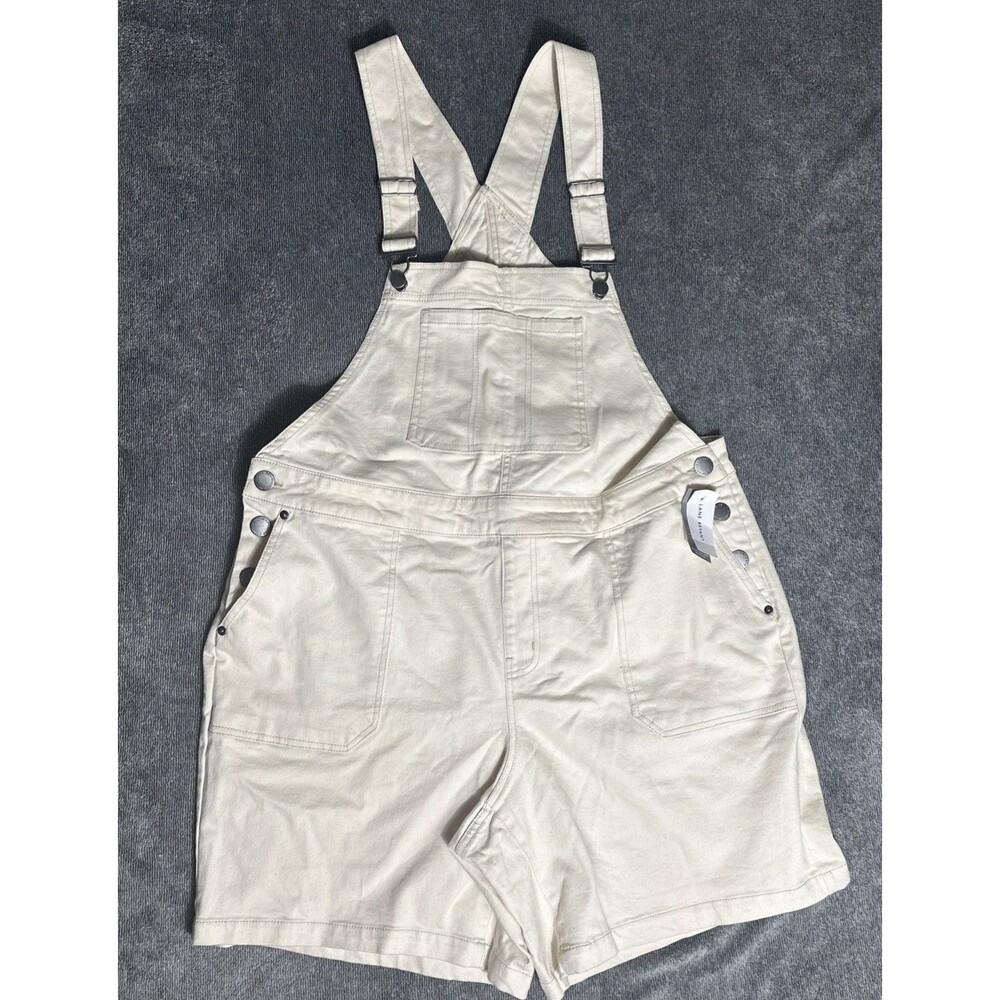 Lane Bryant Bib Overalls Sz 16 Plus Shorts Denim Off White Authentic Fit Stretch